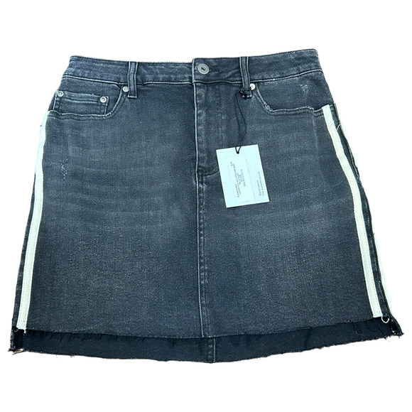 PISTOLA Berlin Night Skirt Womens 27 Black Denim Harper High Rise Step Hem NWT - Picture 1 of 8